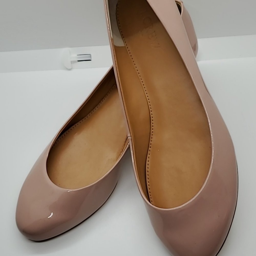 Pink Lily Metallic-heel Patent Leather Flats